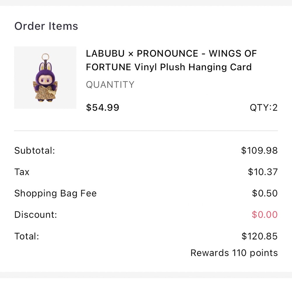 Authentic Pop Mart Labubu‎ x Pronounce Wings of Fortune Purple and Gold - Picture 5 of 5